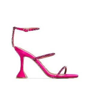 Amina Muaddi Crystal Embellished Pink Gilda Sandals Size 38 EU / US 8